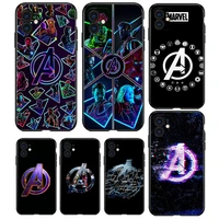 marvel avengers a logo for apple iphone 13 12 11 mini 8 7 6s 6 xs xr x 5 5s se 2020 pro max plus black soft phone case