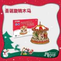 christmas carousel children christmas gift jigsaw puzzle foreign trade creative 3d three dimensional jigsaw paper toy