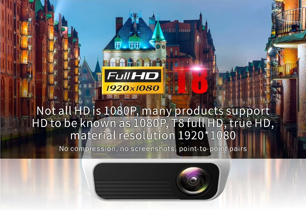 ByJoTeCH T8 светодиодный проектор 4500 люмен 1920*1080 домашний кинотеатр Full HD 1080P Amlogic S905 2G 16G Android 7,1 Proyector Beame