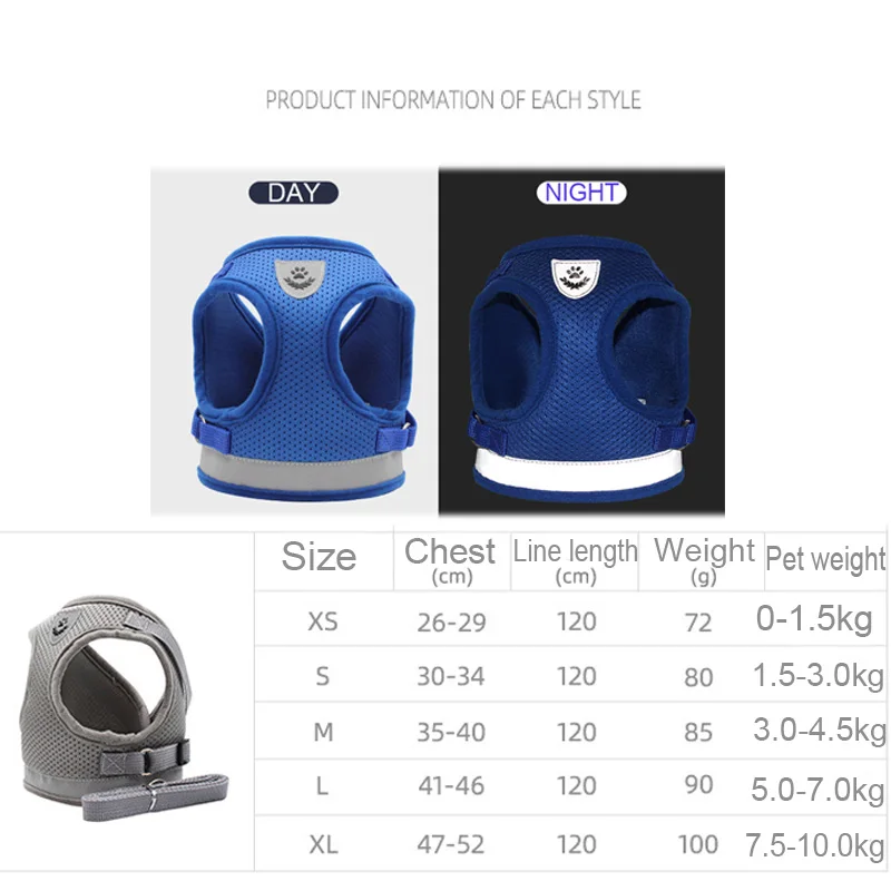 

Dog Harness Vest Adjustable Soft Breathable Dog Harness Nylon Mesh Vest Harness Dogs Puppy Collar Cat Pet Dog Chest Strap