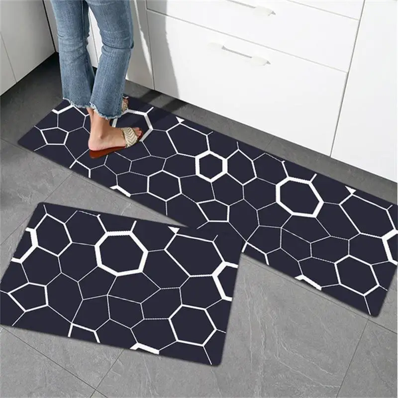 home decoration long kitchen mat pvc anti slip waterproof oil proof entrance doormat hallway geometric bath mat bathroom rugs free global shipping