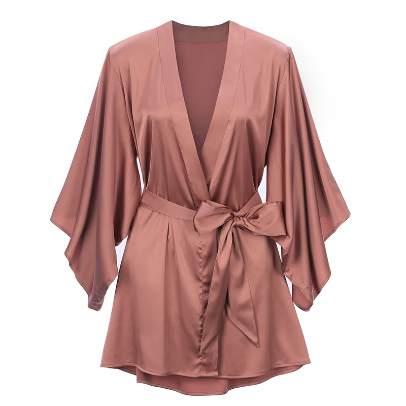LILYMODA Высокое качество удобные женские из искусственного шелка сексуальное кимоно Ночная рубашка Свадебные вечерние Халаты для невесты - Цвет: Caramel