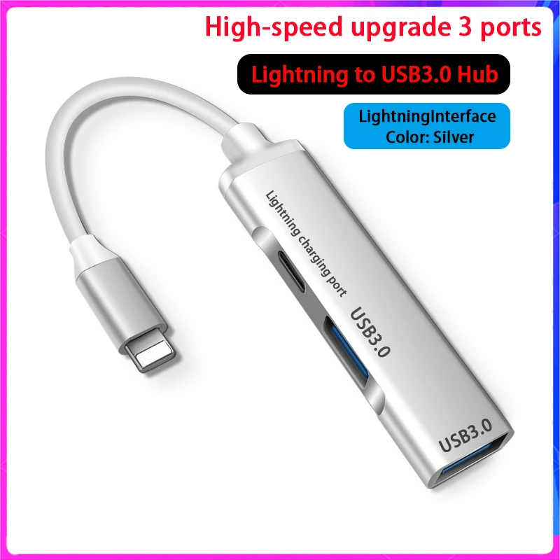 OTG for Apple to USB 3.0 USB Hub 3.0 USB OTG Adapter For iPhone iPad iOS Lightning to USB Hub 3.0 With  Lightning Charging Port