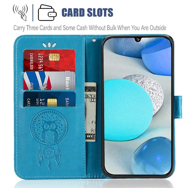 For Samsung Galaxy A22 Case For Samsung A22 Cover Owl Luxury Cloth Flip Leather Wallet Phone Case For Samsung Galaxy A22 5G 4G