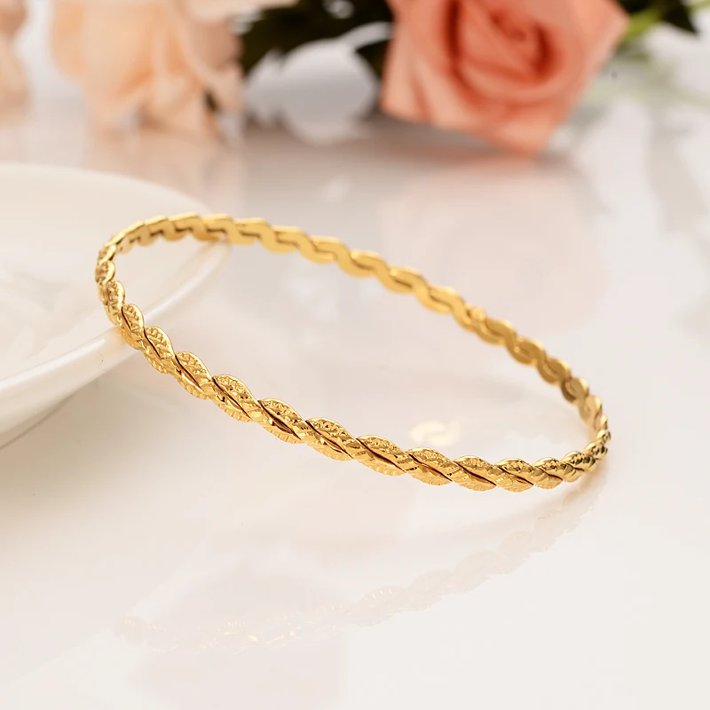 

1pc Fashion Dubai Bangle Jewelry Gold Color Dubai Bracelet for Men/Women Africa Arab Items wedding bridal gifts