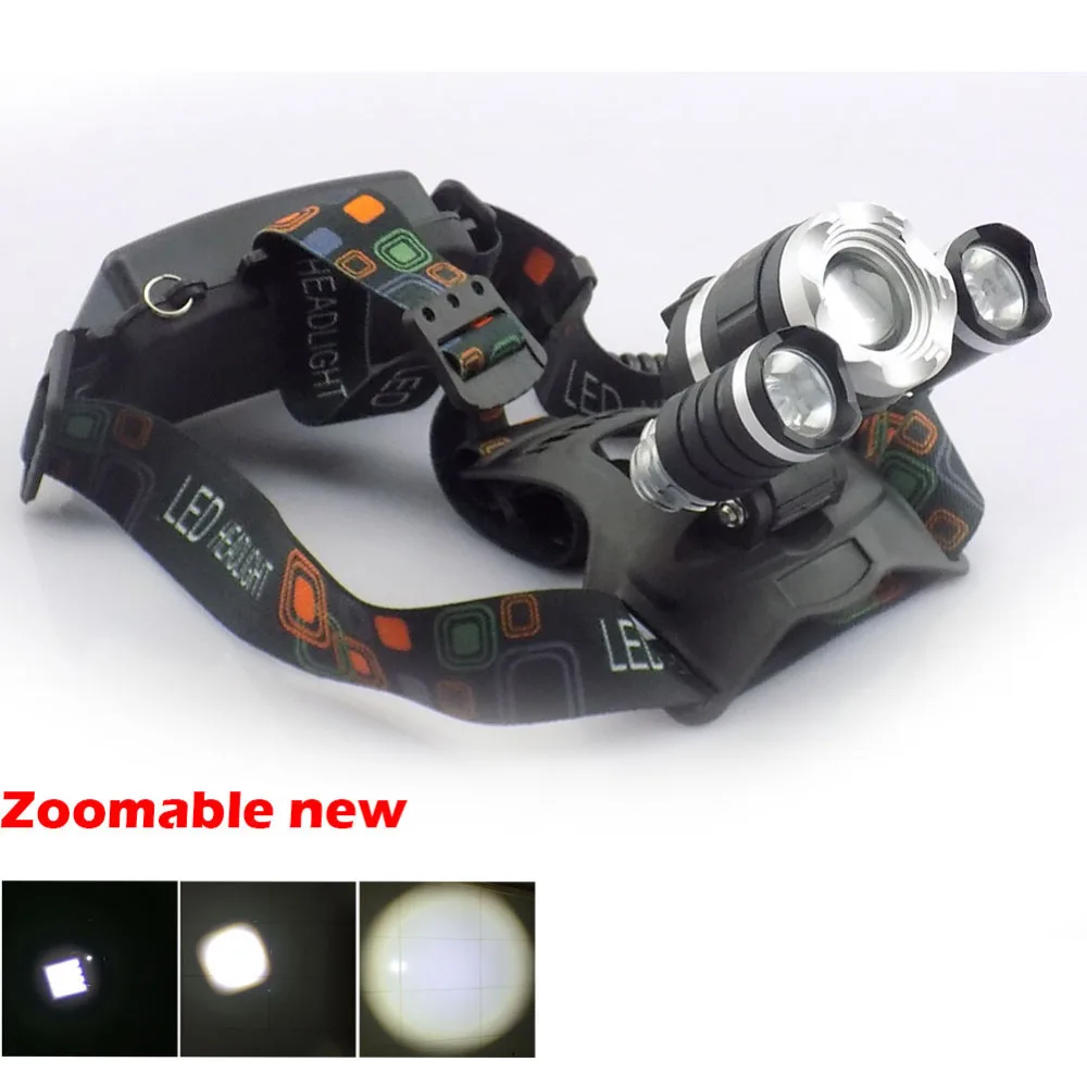 

New Zoomable focus XM-L T6 Led Headlamp Powerful Head Light Lamp Torch Frontale Flashlight for outdoor hiking camping