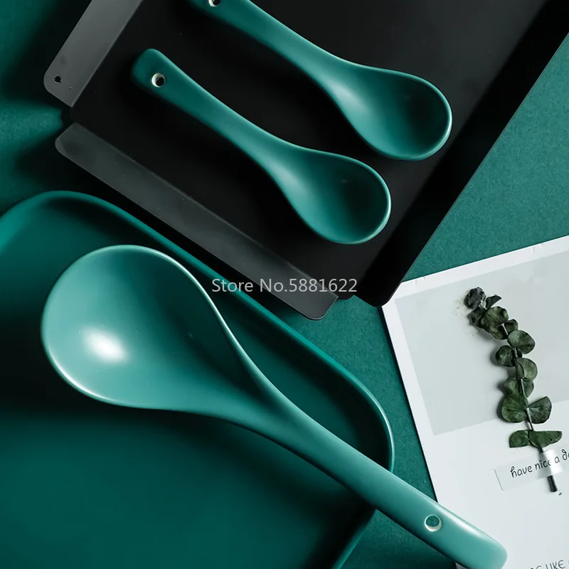

Nordic Matte Soup Long Handle Ladle Ceramic Spoon for Soup