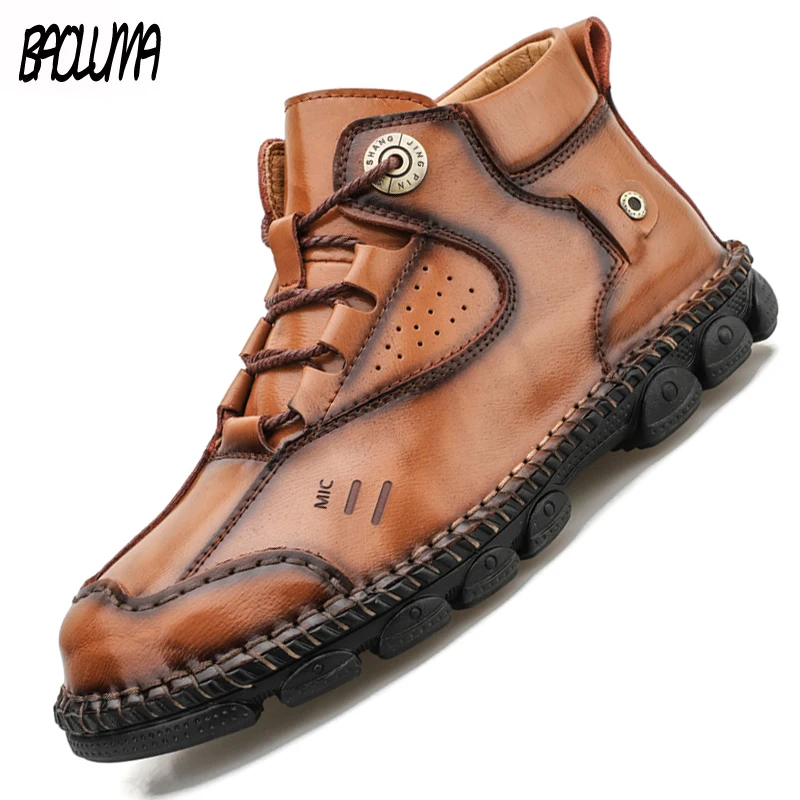 Мужские ботинки натуральная кожа дышащие Нескользящие для осени 2020|Ботинки| |