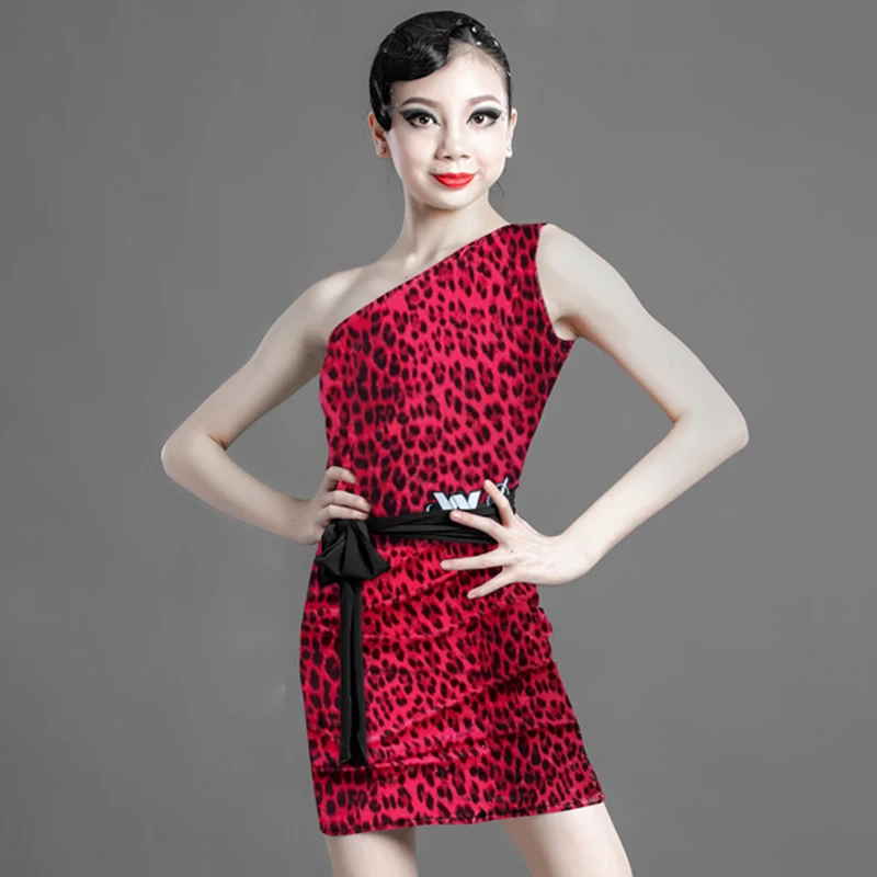 

Платье для латинских танцев Одежда для латиноамериканских танцев с леопардовым принтом для девочек детская одежда для сцены Танго Румба ча...