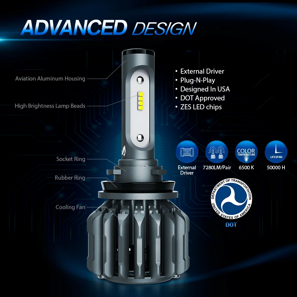 MICTUNING Автомобильный светодиодный фары для H7 H11 9005 9006 все в одном Conversion Kit 70 Вт 6500K