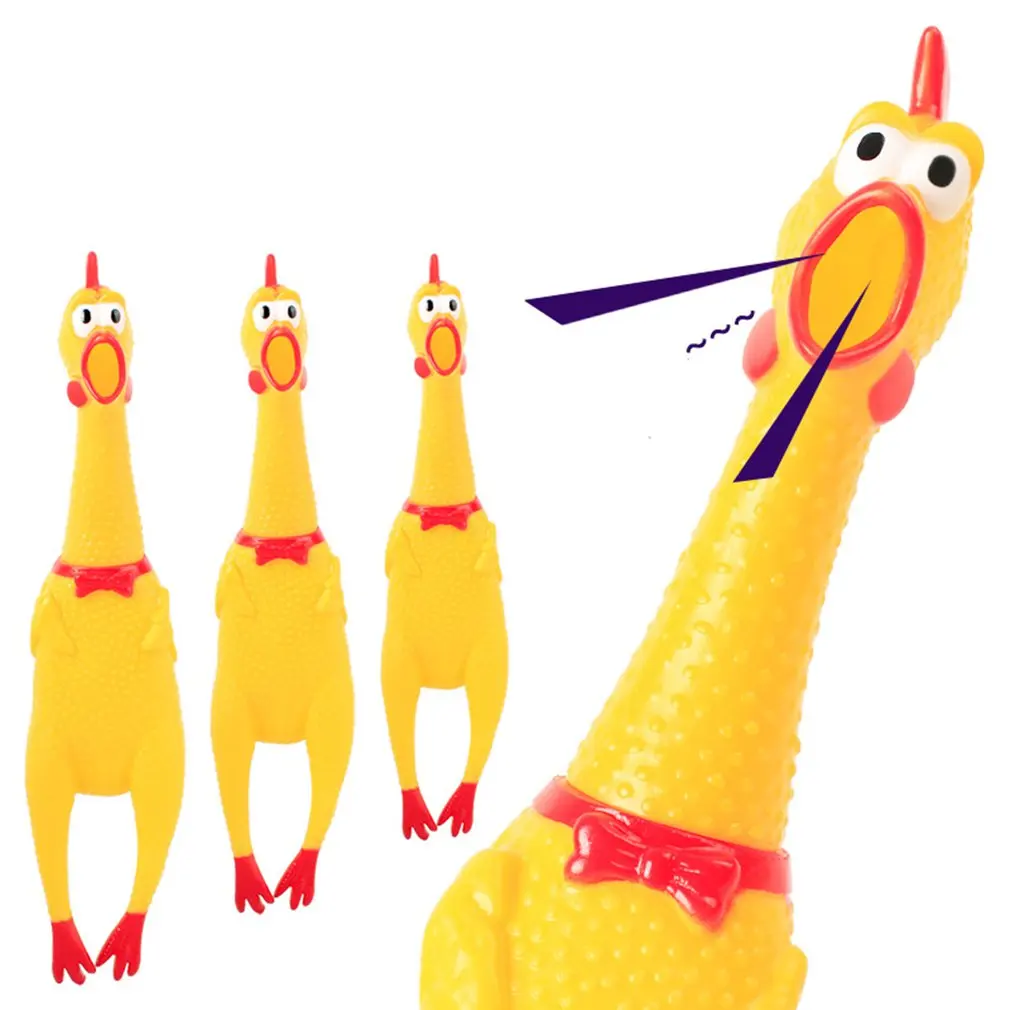 

Screaming Chicken Yellow Rubber Squaking Chicken Toy Novelty Durable Rubber Chicken Perfect Gift for Kids and Dogs 3 Size