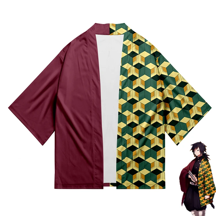 Kimonos японское женское кимоно Аниме демон Slayer то же кимоно кардиган для костюмированного представления пара кимоно юката лето осень Ориент кимоно
