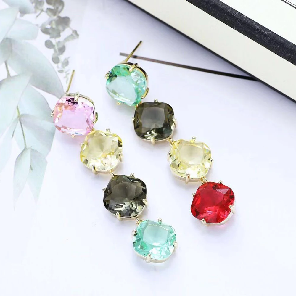 Модные изысканные дизайнерские серьги HIBRIDE с разноцветными фианитами для женщин
