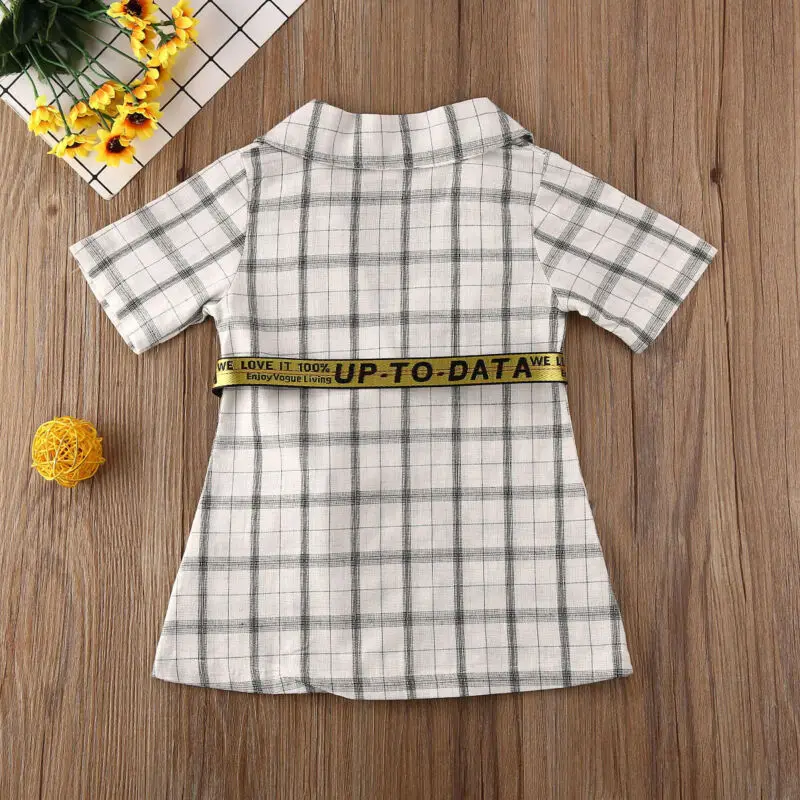 PUDCOCO/Модная бандажная Одежда для маленьких девочек платье-рубашка в клетку и