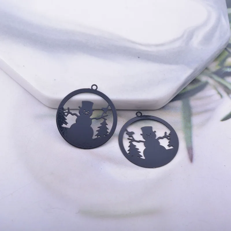 

12pcs Thin Black christmas Tree Charms snowman Pendant DIY Making Eearring Pendant Jewelry Findings