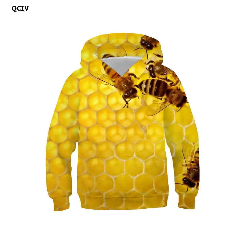 

Брендовая Толстовка QCIV с капюшоном в виде пчелы, детская повседневная Милая толстовка с капюшоном в стиле Харадзюку С 3D-принтом, забавная зи...