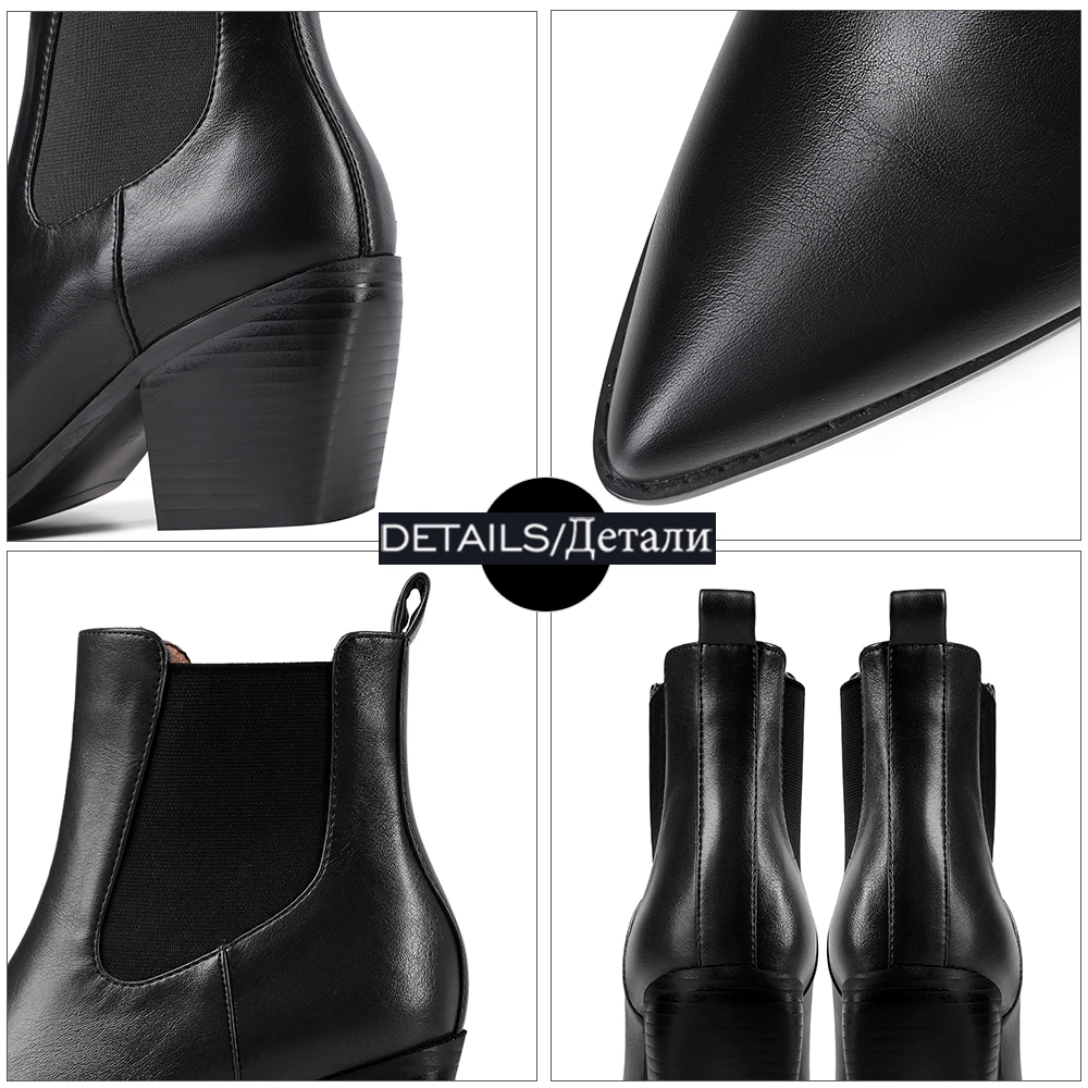 

WETKISS Leopard Ankle Boots Women Pointed Toe Chelsea Boot Spike Heel Slip On Autumn Booties Woman Shoes Thick High Heels Big