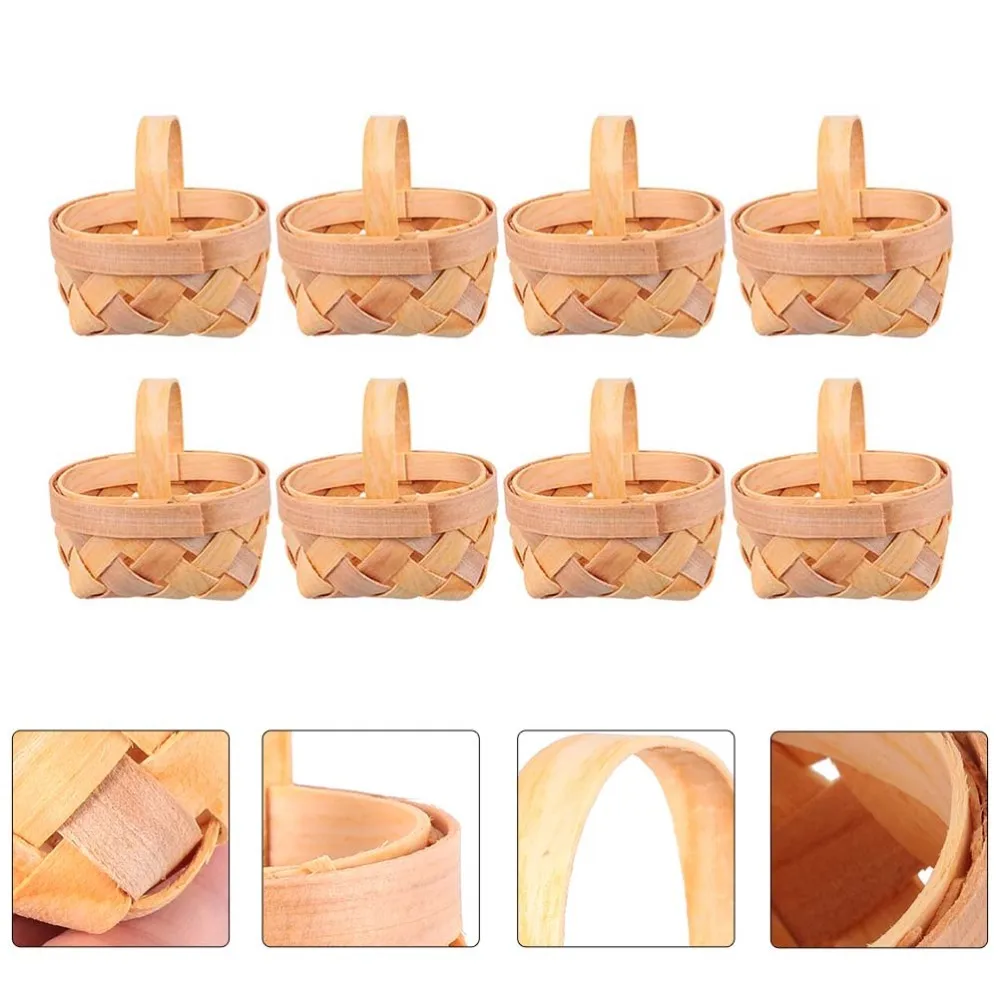 

8pcs Hand-woven Storage Basket Mini Candy Packing Basket Wedding Gift Basket