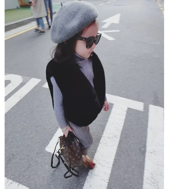 Новая одежда из кроличьего меха для девочек пальто искусственного лисьего