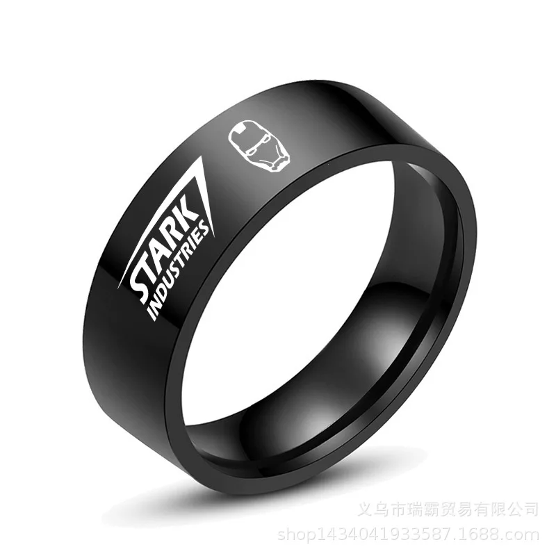 

Vintage Men's Jewelry Iron Man Stark Logo Stainless Steel Ring Men's Punk Hip Hop Wedding Ring
