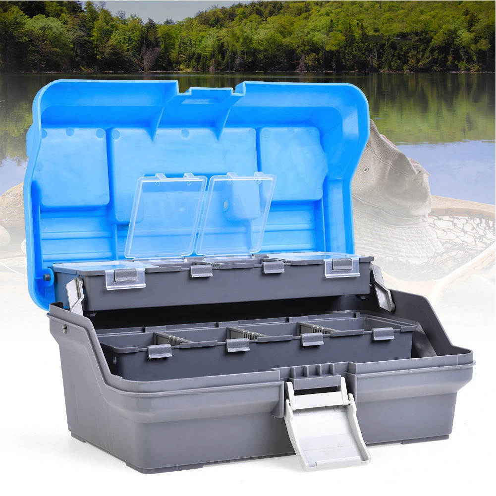 

Fishing Gear Box Lure Bait Storage Case Portable Fishing Tackle Pouch With 3 Layers For Lures Accessories Storage ABS Case