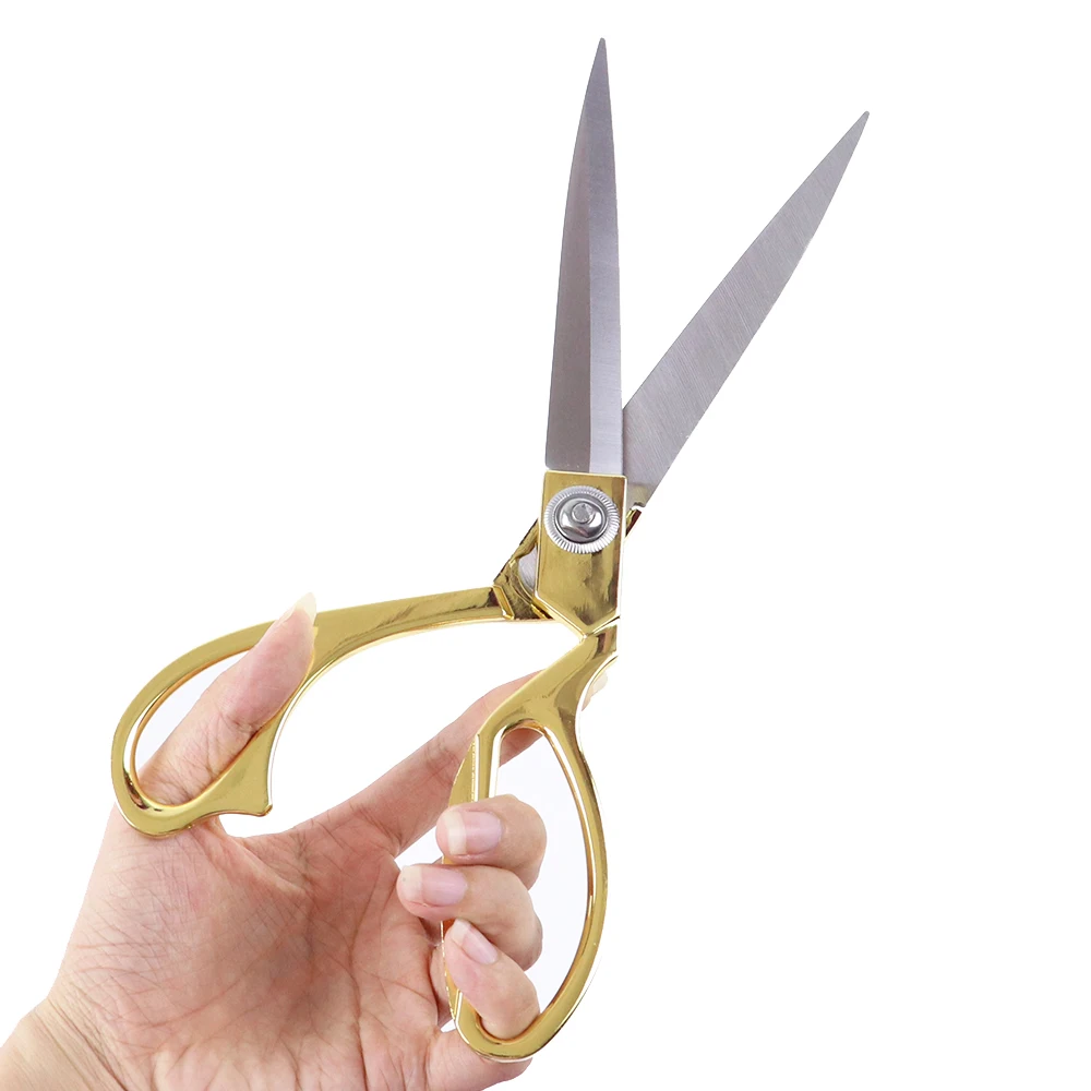 

K38 Stainless Steel Tijeras Costura Gold-Plated Tailoring Fabric Scissors Home Office Sharp Sewing Cloth Cutting Scissors 26 CM