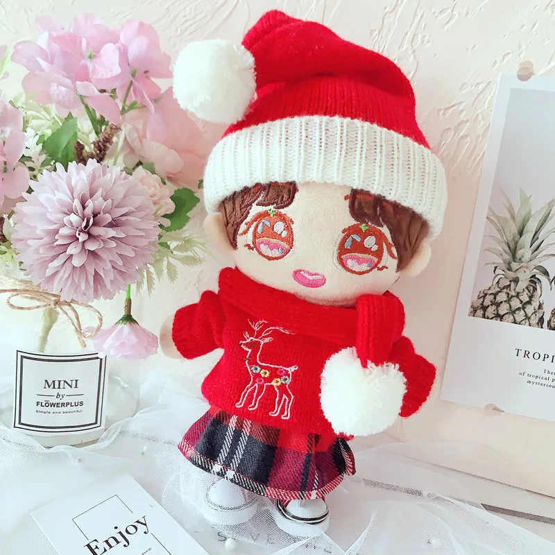 Красная шерстяная шапка 20 см свитер с оленем шарф детская одежда рыбацкая шляпа