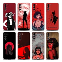 sexy devil woman clear phone case for samsung s9 s10 4g s10e plus s20 s21 plus ultra fe 5g m51 m31 s m21 soft silicon