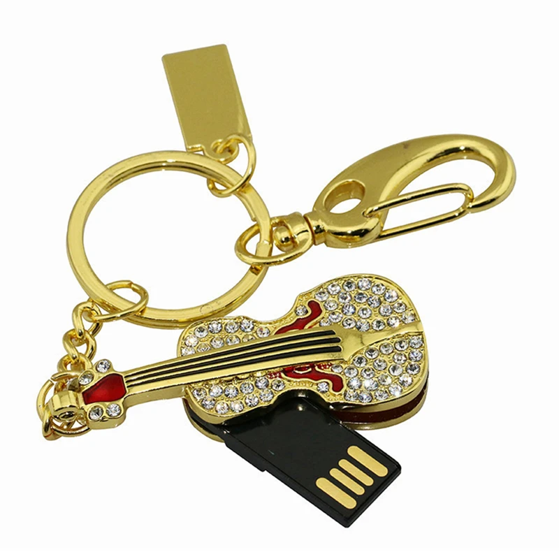 Металлический кристалл гитара USB флеш накопитель U диск 8GB Pen Drive 16GB 32GB Pendrive 64GB 128GB