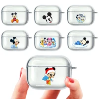 mickey mouse cute soft tpu case for apple airpods pro 3 transparent bluetooth wireless headphone earphone box protective cover