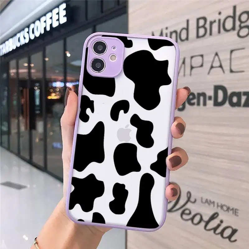 

Milk cow print pattern Phone Case matte transparent For iphone 7 8 11 12 plus mini x xs xr pro max cover