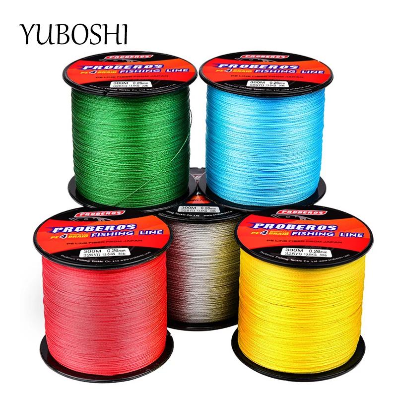 

Плетеная рыболовная леска YUBOSHI, 4 нити, 300 м, полиэтилен, 6-40 анг. Фунт., гладкая многонитевая леска для ловли карпа