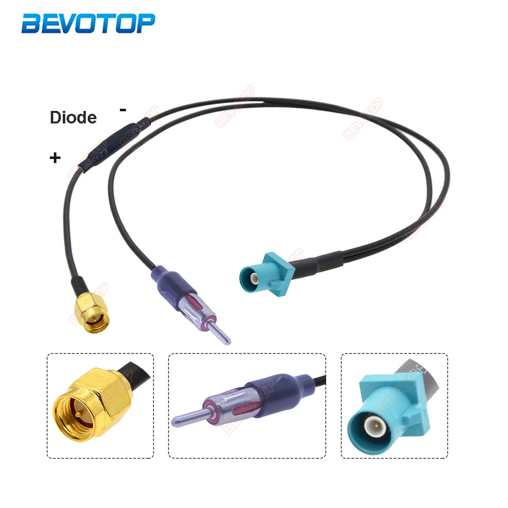 

Fakra Z Male to SMA Male FM Male Plug Y Type Splitter Cable RG174 Pigtail With Diode FM GPS Antenna Extension Cord Cable Adapter
