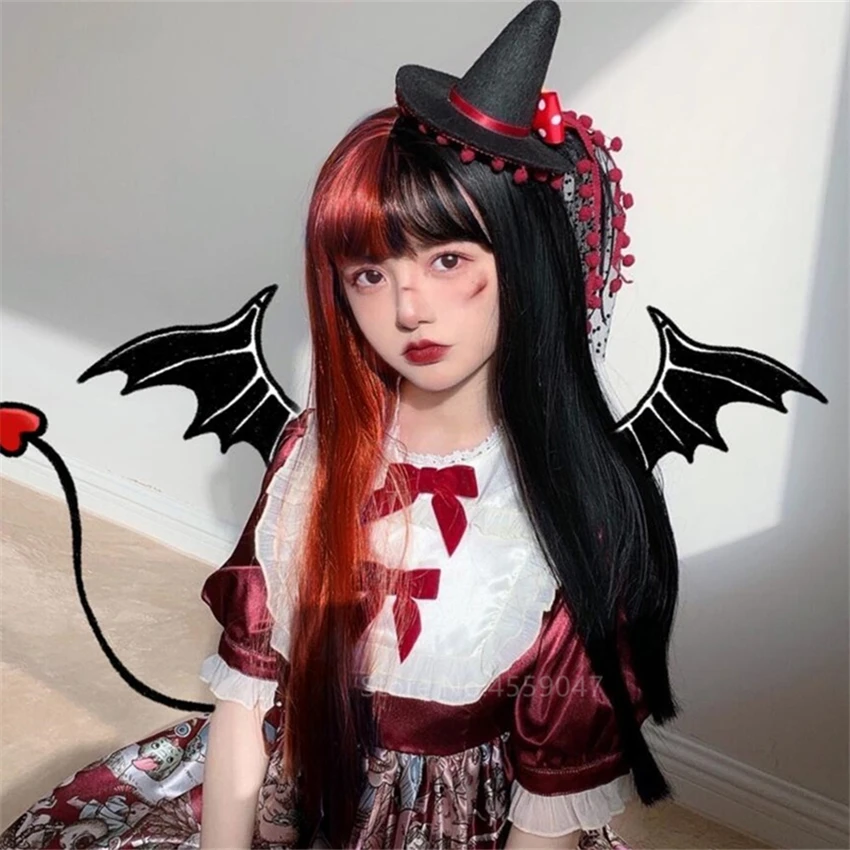 Женский парик с аниме Csoplay длинные прямые желтые и черные волнистые челки