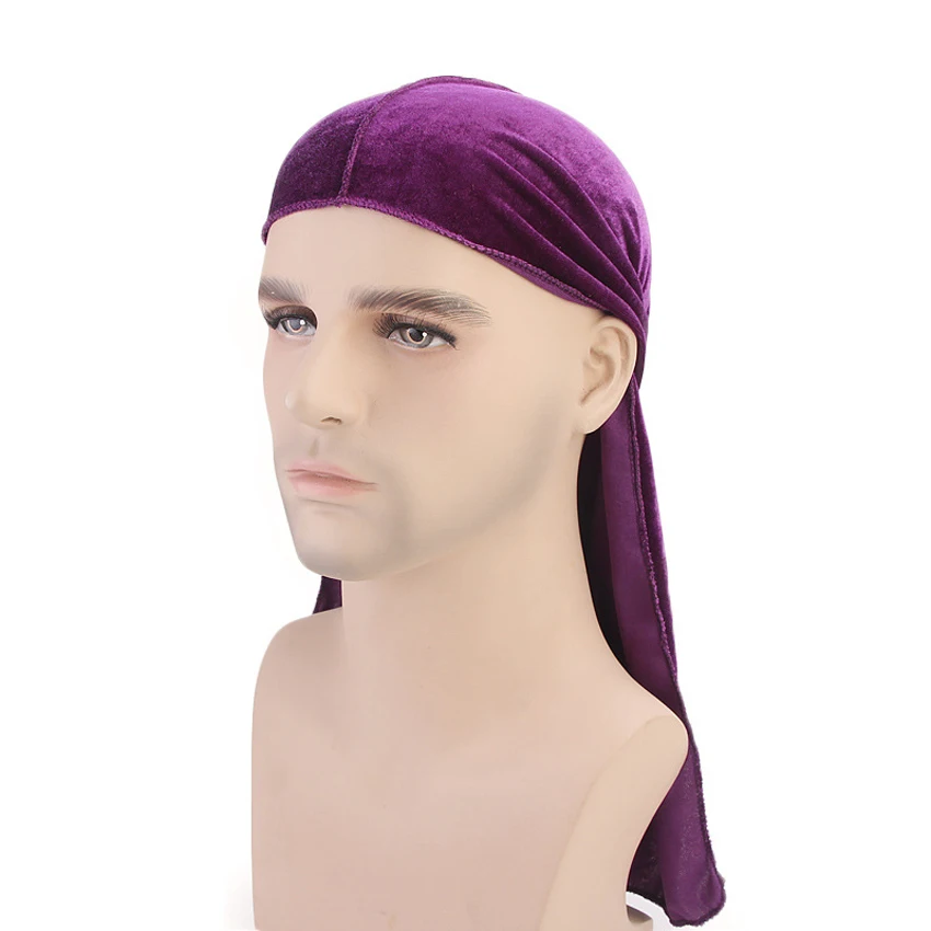

Velvet Bandana Hat Men Women Breathable Turban Headwear Unisex Doo Durag Caps Hat Men Silky Durag Headwear Headband