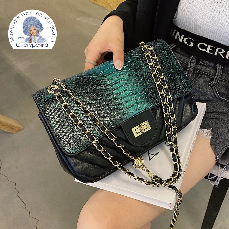 

Famous Designer Brand Female Bag Classic Fashion Luxury Shoulder Bag Green Brown Crocodile Leather Messenger Bag For Ladies