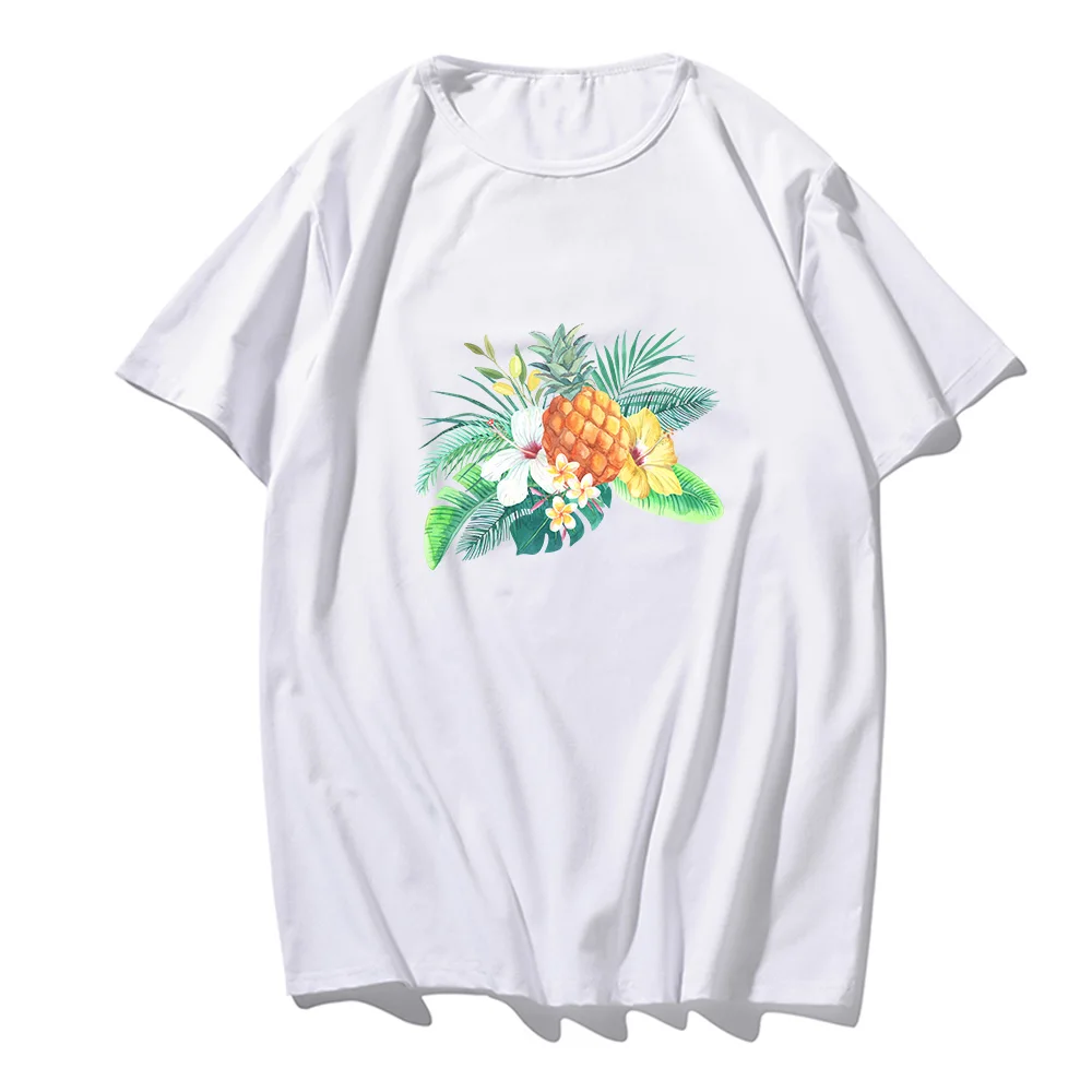 

Aesthetics Tshirt Top Female Summer Itself Women Short Sleeve T Shirt Pineapple Print Loose T-shirt Round Neck Lady Tshirt