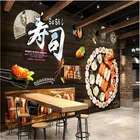 Настенная бумага для обновления черной деревянной доски на заказ, 3D японские суши, ресторан, промышленный декор, настенная живопись, 3D фотобумага для стен