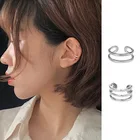 2022 двухрядные серьги-клипсы для девушек не проколотые накладные серьги Kpop модные ушные клипсы двухслойные волнистые клипсы унисекс серьги