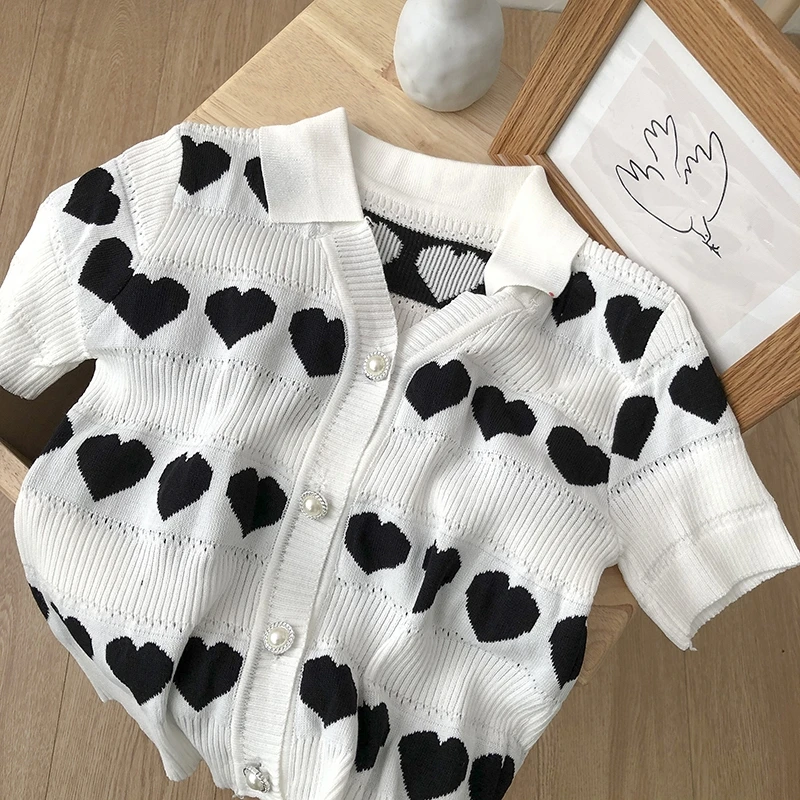 Женский трикотажный кардиган с коротким рукавом повседневный однобортный