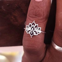 lotus flower ring for women creative design plant ring meatl engagement wedding finger rings jewelry gift bijouox femme