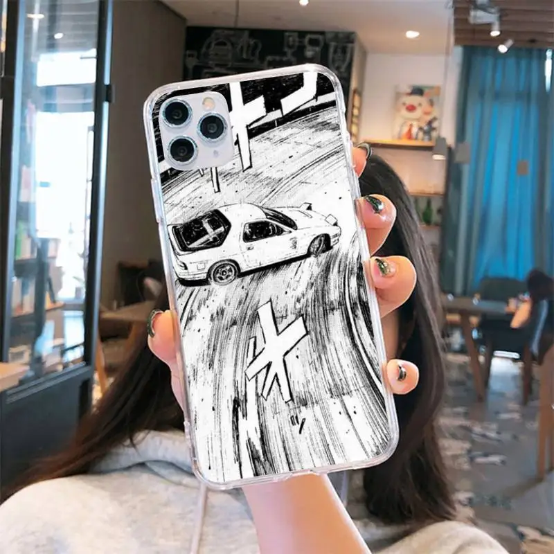 

Cartoon initial d JDM Drift Phone Case Transparent for iPhone 6 7 8 11 12 s mini pro X XS XR MAX Plus cover funda shell