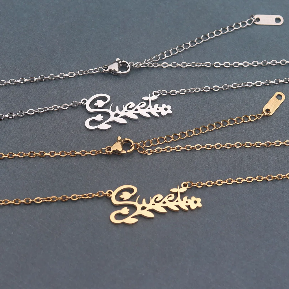 10 шт./лот золотая серебряная цепочка колье модное сладкое слово ожерелье ветка