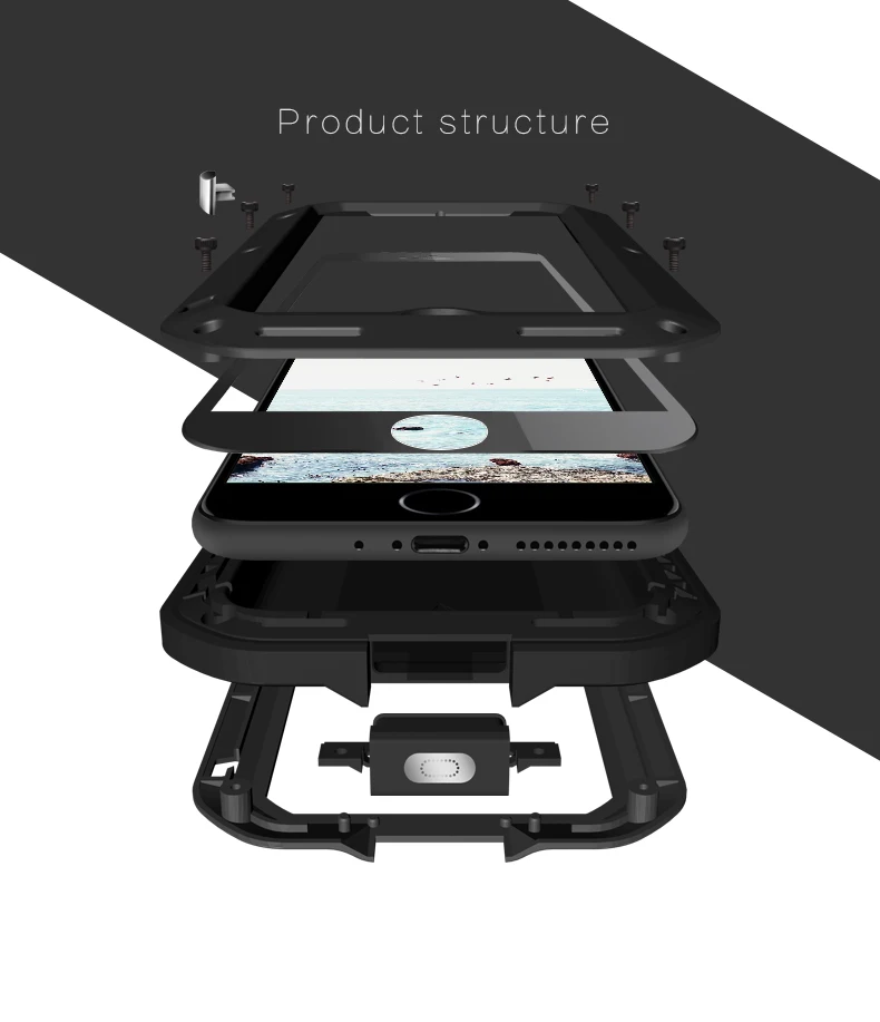 

Waterproof Metal Swimming Diving Phone Case For iPhone 7 8 Plus Luxury Heavy Duty Armor Shock Dirt Dust Proof Aluminum Case