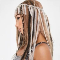 new luxury fashion female punk multi layer metal head chain jewelry front forehead band hair accessories wholesale