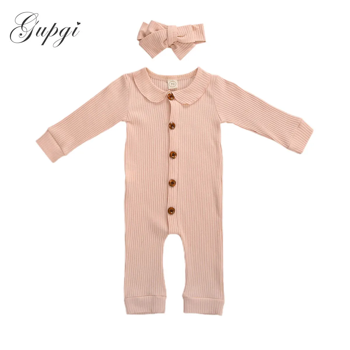 Осенний трикотажный комбинезон для новорожденных девочек Мягкий с длинными