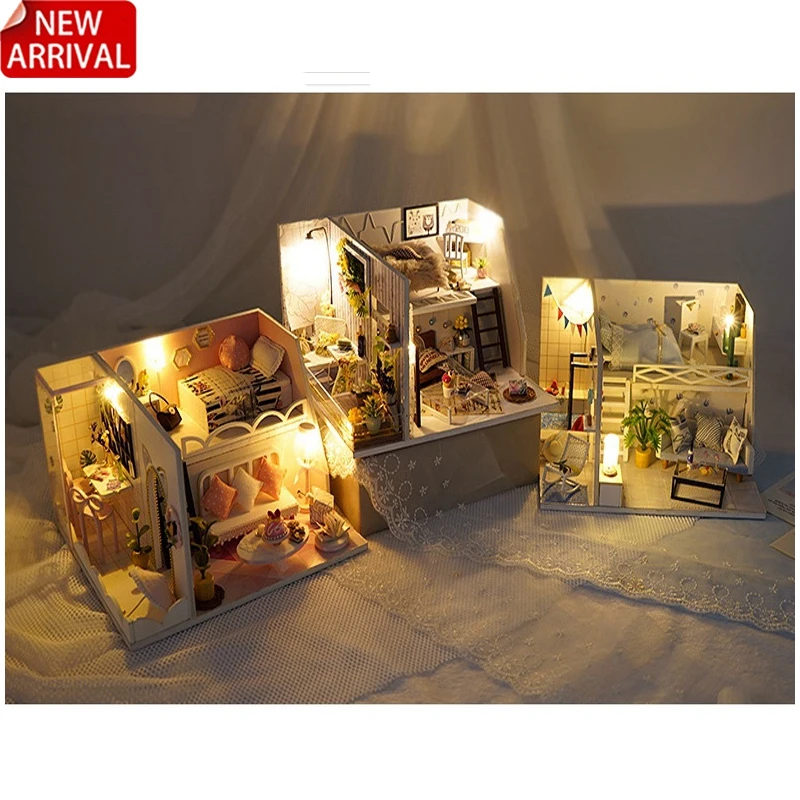 

Creative DIY Doll House Penthouse Miniature Toy Model Hand-Assembled Furniture, Birthday Gifts For Friends and Children
