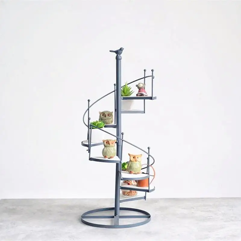 

9 Tiers European Style Wrought Iron Staircase Flower Stand Floor Type Rotating Multi-Layer Ladder Bird Rack Balcony Flower Shelf