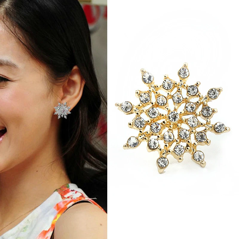 

Luxury Bling Shiny Crystal Rhinestone Earrings for Women Stud Earrings Flower Trendy Fashion Wedding Jewelry Accessories