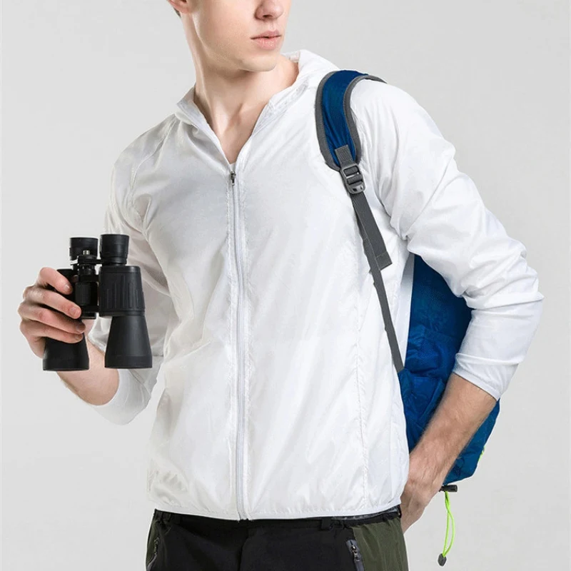 Быстросохнущие куртки для мужчин и женщин рыбалки пеших прогулок с капюшоном